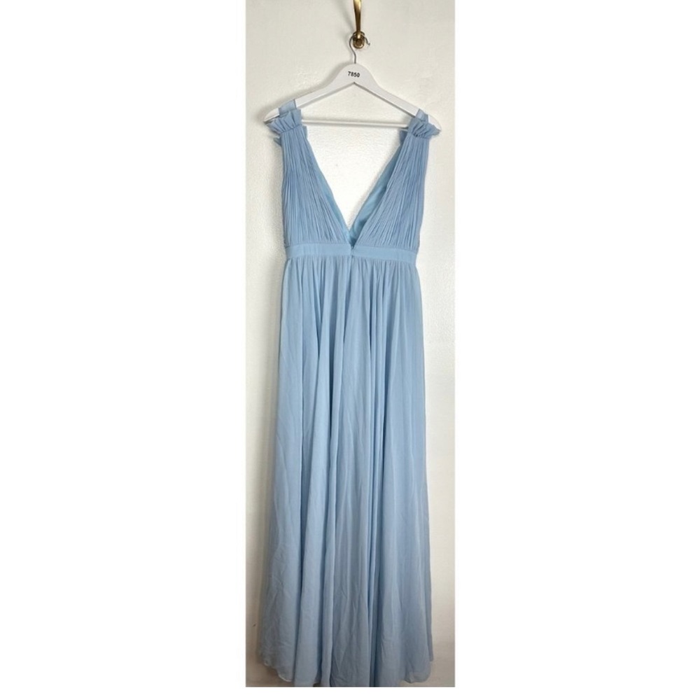 MAC DUGGAL Plunge Neck Chiffon Grecian Gown in Powder Blue Size US 6 - Picture 5 of 5